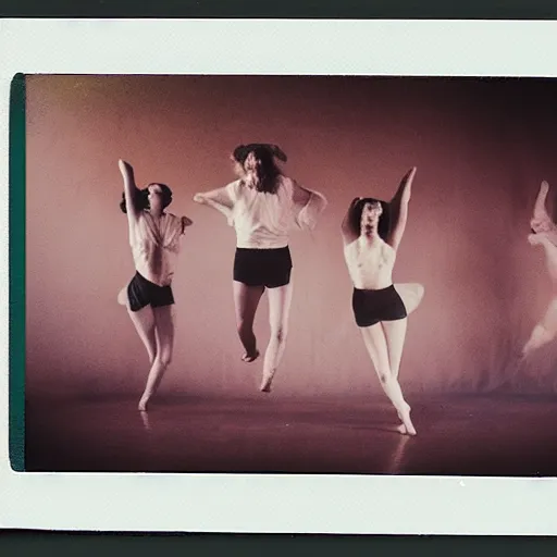 Prompt: polaroid of dancers, smudge, lo fi, mix, texture