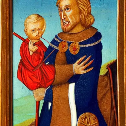 Prompt: saint donald trump, medieval painting