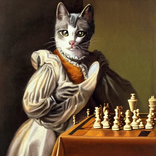 Cat Playing Chess, AI Generated Art Print for Sale by JacobJGuzman