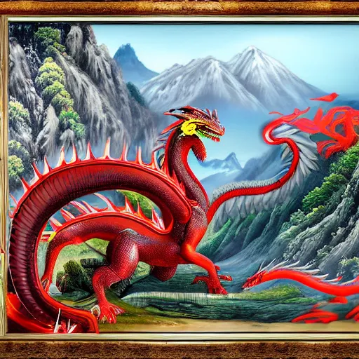 Image similar to Chinese president, battle against dragon, bananas weapon, mountains background, fighting stance, painting