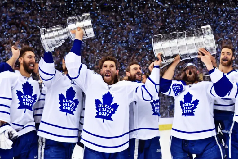 Image similar to The Toronto Maple Leafs winning the Stanley Cup, photo, 4K