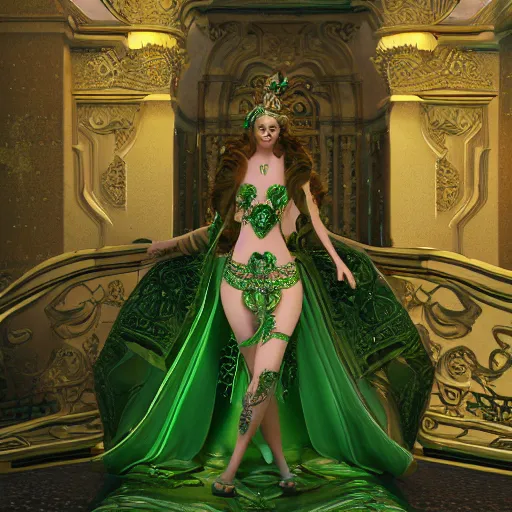 Image similar to princess of emerald, majestic, ornate, 8 k, intricate, detailed, accent lighting, dramatic light, octane render