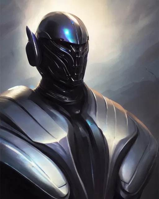 Prompt: iridescent sinewy smooth muscular male sleek glossy black pearlescent scifi armor with smooth black featureless helmet, by greg rutkowski, mark brookes, jim burns, magali villeneuve, trending on artstation