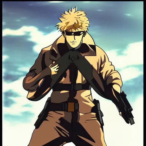 Prompt: solid snake in cowboy bebop, anime style, beautiful