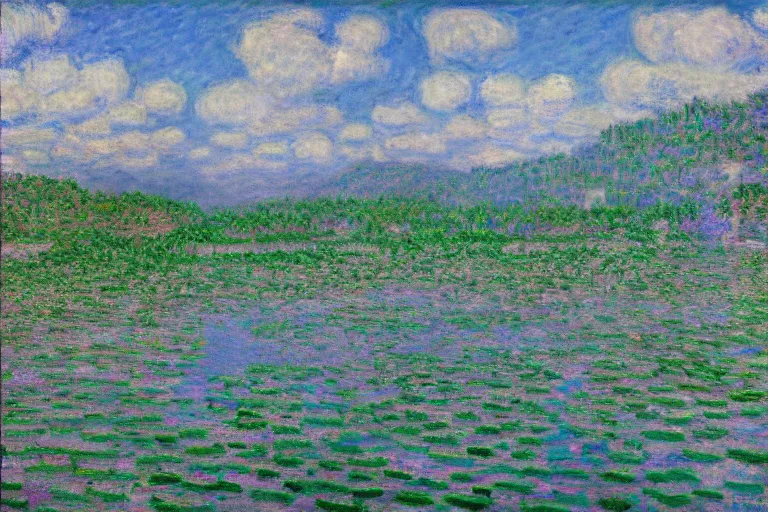 Prompt: minecraft the end by claude monet