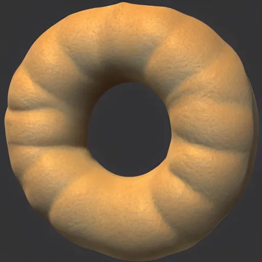 Image similar to 3D model of bagel in the style of Ian