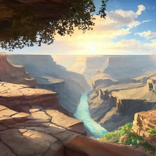 Prompt: concept art painting of a grand canyon filled with water, giant river, with unfinished stone bridge under construction, realistic, detailed, cel shaded, in the style of makoto shinkai and greg rutkowski and james gurney