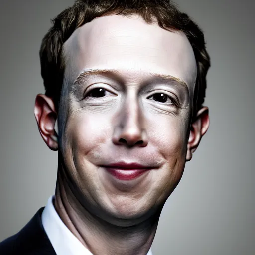 Image similar to a person, the face of musk and gates and bezos all in one face but with Mark Cubans big chin and Mark Zuckerbergs creepy caesar hairdo, HD Studio Portrait