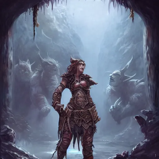 Image similar to a girl captured by orcs, epic fantasy art style