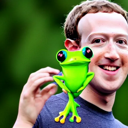 Image similar to mark zuckerberg holding a frog