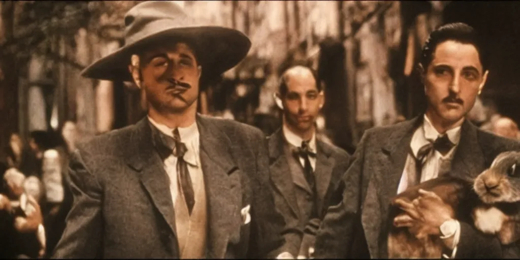 Image similar to a rabbit in the movie godfather, screenshot