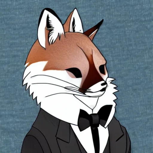 Image similar to male fox wearing tuxedo, anime style, victorian era