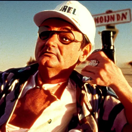 Image similar to bill murray in fear and loathing in las vegas, movie still, promotional shot