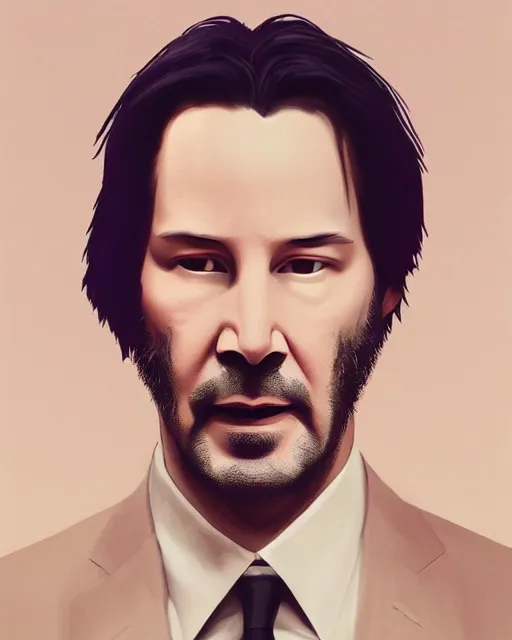 Prompt: Keanu Reeves starring at the camera, neutral face, 4k, pastel colours, greek sculpture, by beeple, album cover, accurate