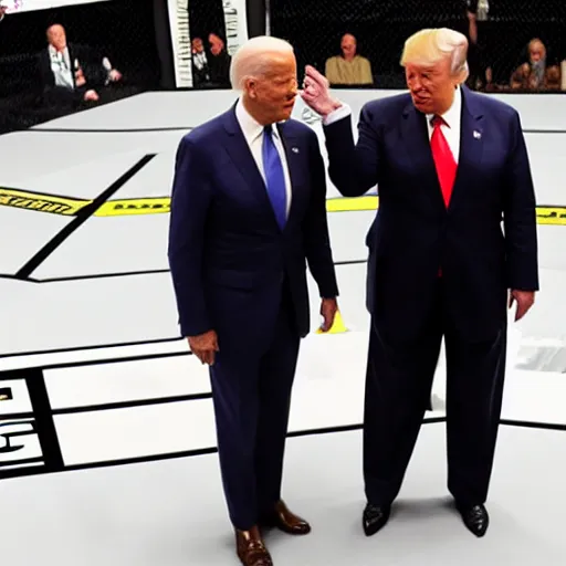 Prompt: joe biden and donald trump have in mma