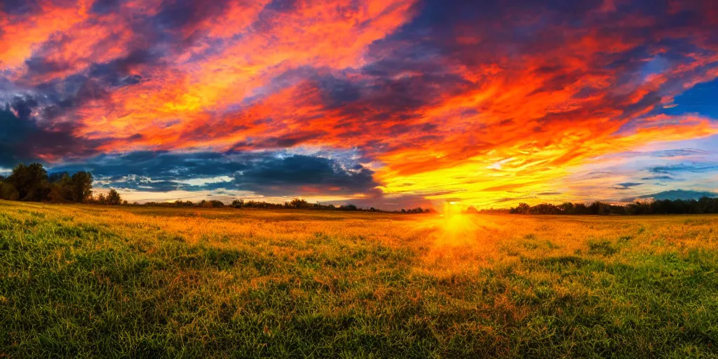 Prompt: a beautiful, vibrant photograph of a sunset, 4 k resolution