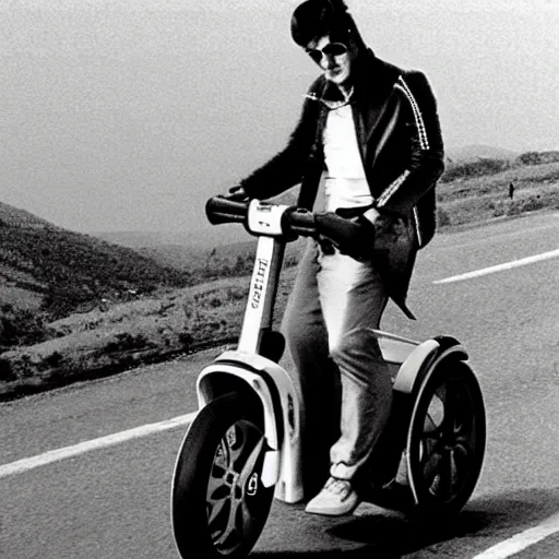 Prompt: elvis riding a segway