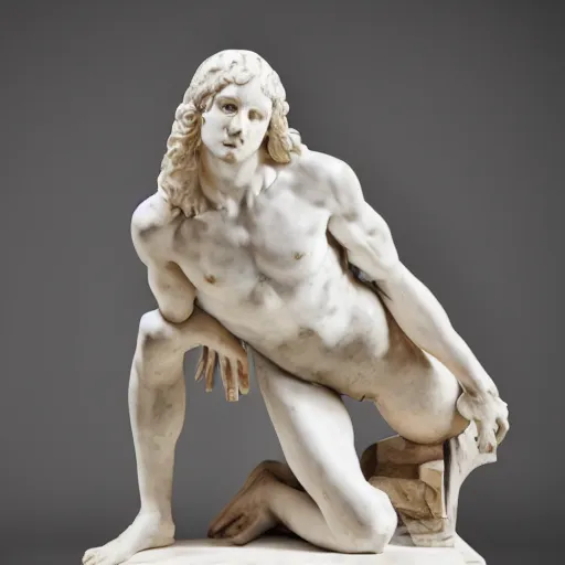 Prompt: pain as a baroque marble statue