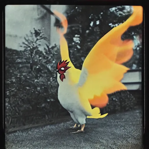 Image similar to 1 9 5 0 s polaroid picture of moltres