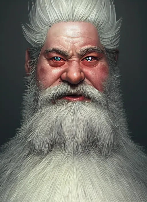 Prompt: dwarf with white hair, red iris, long beard, pale snow white skin, full body character portrait, colorful, octane render, unreal engine, studio lighting, photorealistic, highly detailed, digital art by studio ghibli and greg rutkowski and takehiko inoue