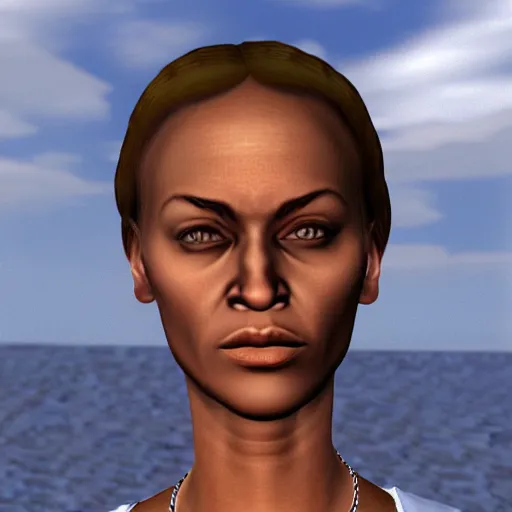 Prompt: close up of a woman in GTA San Andreas, PlayStation 2 graphics, low quality 3D model