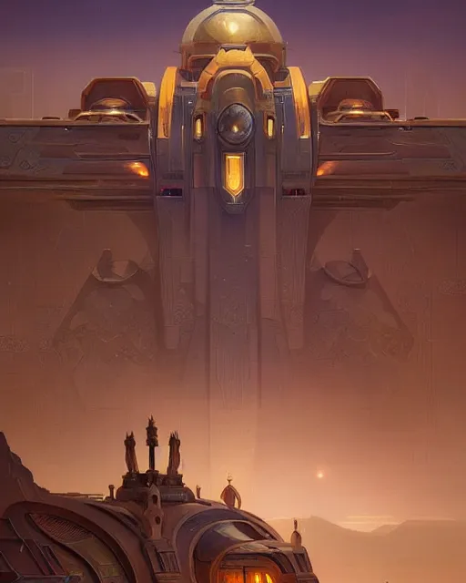 Image similar to art deco sci fi palace in the desert, fantasy, intricate, elegant, highly detailed, digital painting, artstation, concept art, matte, sharp, illustration, hearthstone, art by artgerm and greg rutkowski and alphonse mucha