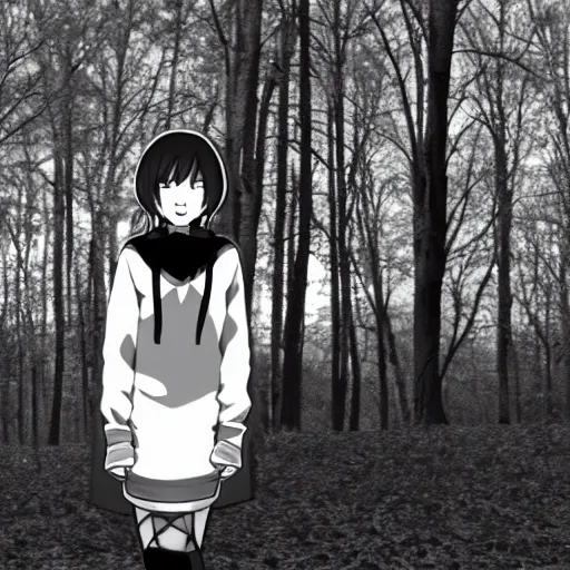 Image similar to chiaki nanami black and white haunted trailcam footage