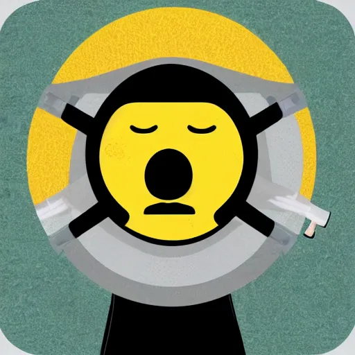 Image similar to emoji wearing a gas mask