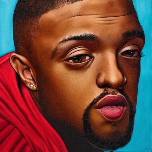 Image similar to portrait mac miller, art by craig wiley, kehinde wiley, smooth, clear face, sharp focus, 8 k, hd