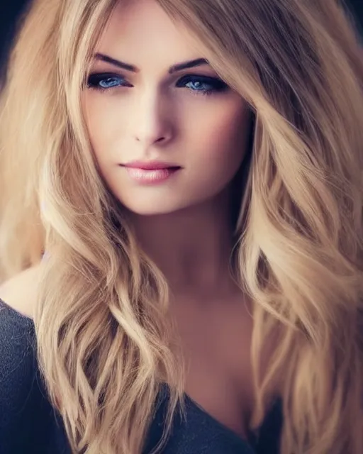 Image similar to beautiful woman with long blonde hair and light eyes