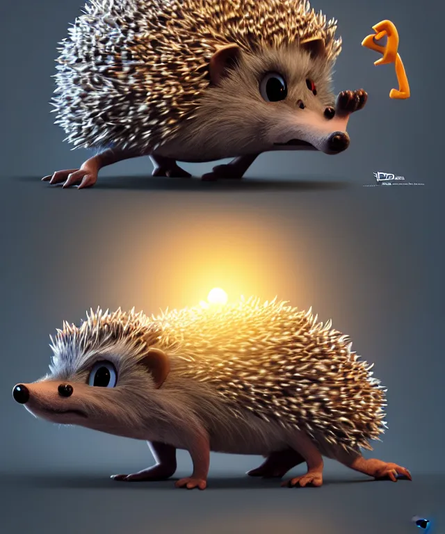 Prompt: an anthropomorphic hedgehog in the style of monsters inc, fantasy, elegant, crisp 8 k line art, digital painting, artstation, unreal engine, octane render, concept art, matte, sharp focus, illustration, art by dave kendall