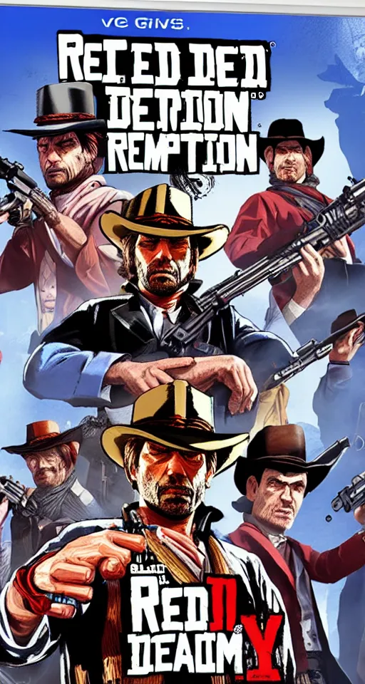 Image similar to the opposite of red dead redemption, a video game called blue alive deception