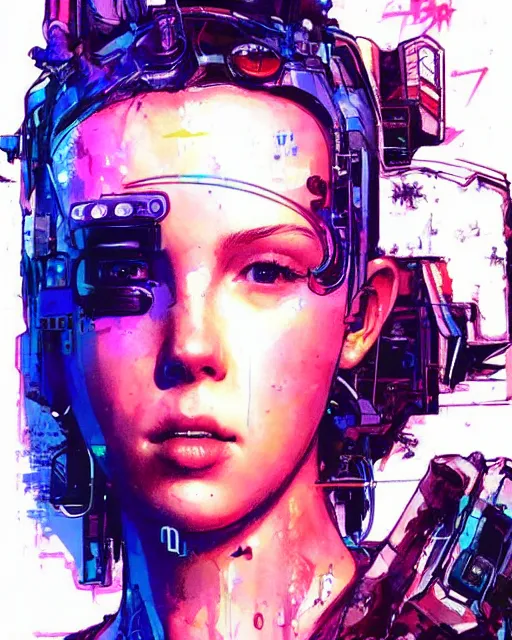 Image similar to cyberpunk millie bobby brown by yoji shinkawa