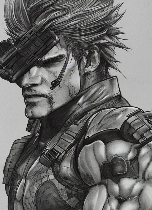 Image similar to solid snake by yoshitaka amano, concept art, highly detailed, intricate