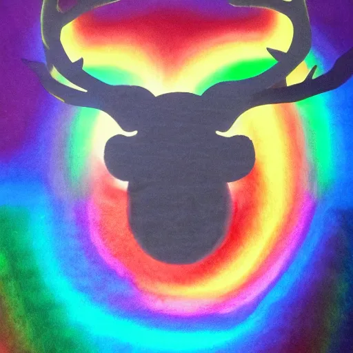 Image similar to Reindeer made out of shadows, rainbow, fursona, furry, back, male furry anthro,