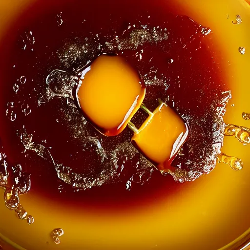 Prompt: honey splashing into honey, hyper realistic, award winning food photography