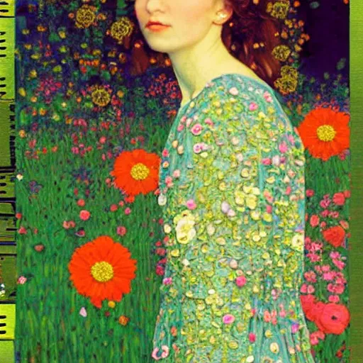 Image similar to a lot of flowers morphing in a beautiful girls face, film still by wes anderson, depicted by klimt, limited color palette, very intricate, art nouveau, highly detailed, lights by hopper, soft pastel colors, minimalist