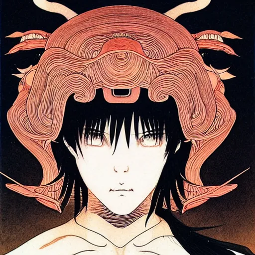 Image similar to prompt : portrait of muse soft light painted by takato yamamoto, magical rinnegan eyes, inspired by ninja anime, smooth face feature, intricate oil painting, high detail, sharp high detail, manga and anime