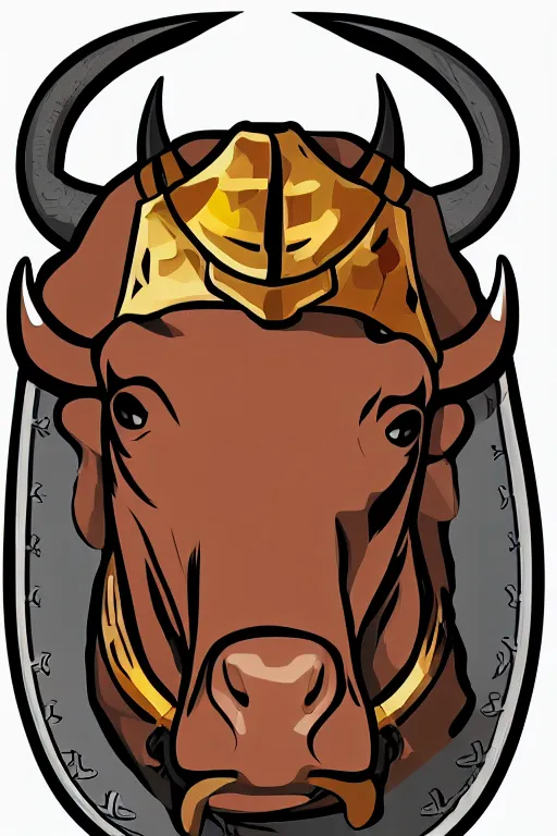 Image similar to Portrait of a bull in a medieval armor, knight, medieval, sticker, colorful, illustration, highly detailed, simple, smooth and clean vector curves, no jagged lines, vector art, smooth