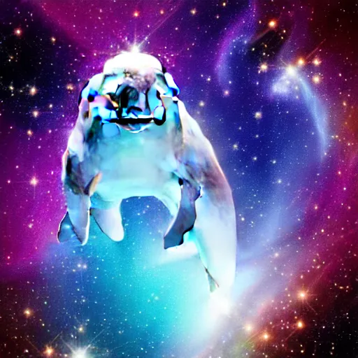 Prompt: beluga whale face only, nebula space background, higher detailed, realistic