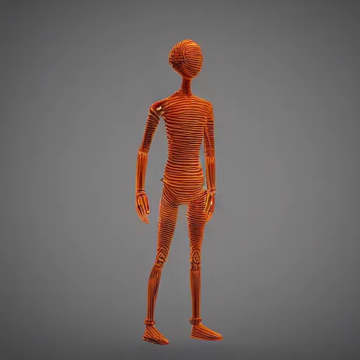 Image similar to human figure made out of wrapped copper wire, 3 d render by pixar and disney,