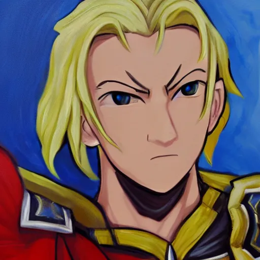 Image similar to expressive oil painting of xander from fire emblem fates