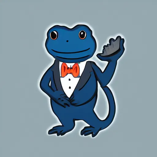 Image similar to blue salamander in a grey tuxedo and a bowtie, character icon