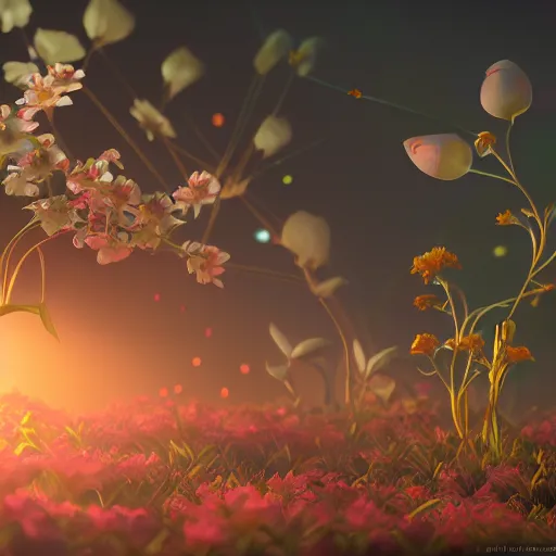 Image similar to Luminescent flower blooming at twilight, cgsociety, r /art, trending on artstation, artstationHD, octane render, highly detailed