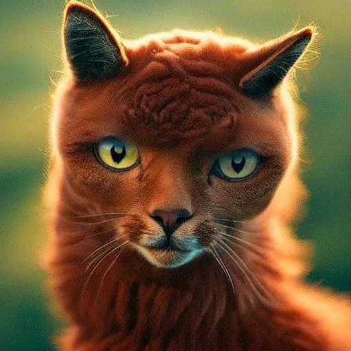 Image similar to a cat - alpaca - hybrid, animal photography