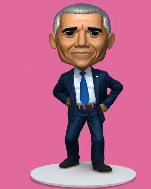 Image similar to full body 3d render of barack obama as a funko pop, studio lighting, white background, blender, trending on artstation, 8k, highly detailed