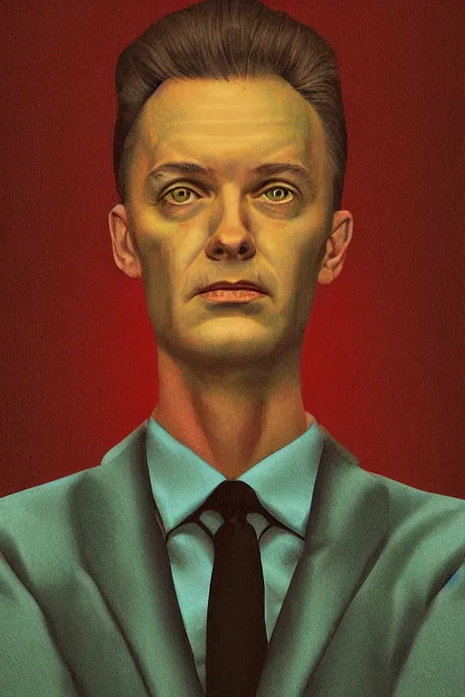 Prompt: Pulp book cover of Twin Peaks artwork by Artem Chebokha
