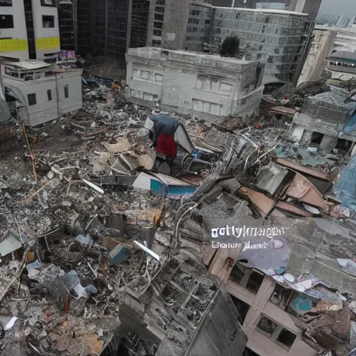 Image similar to anime girl destroys a city, news photo