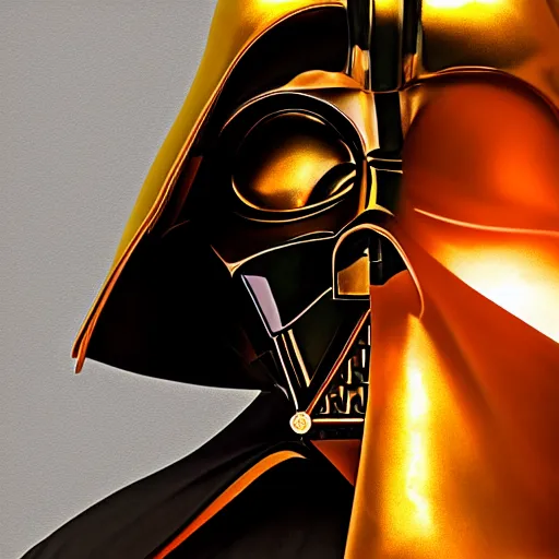 Image similar to golden darth vader, photograph, 4k, trending on artstation