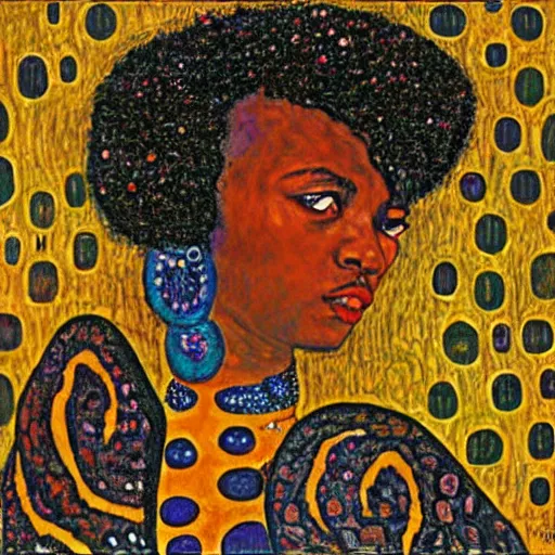 Image similar to African women Gustav Klimt art